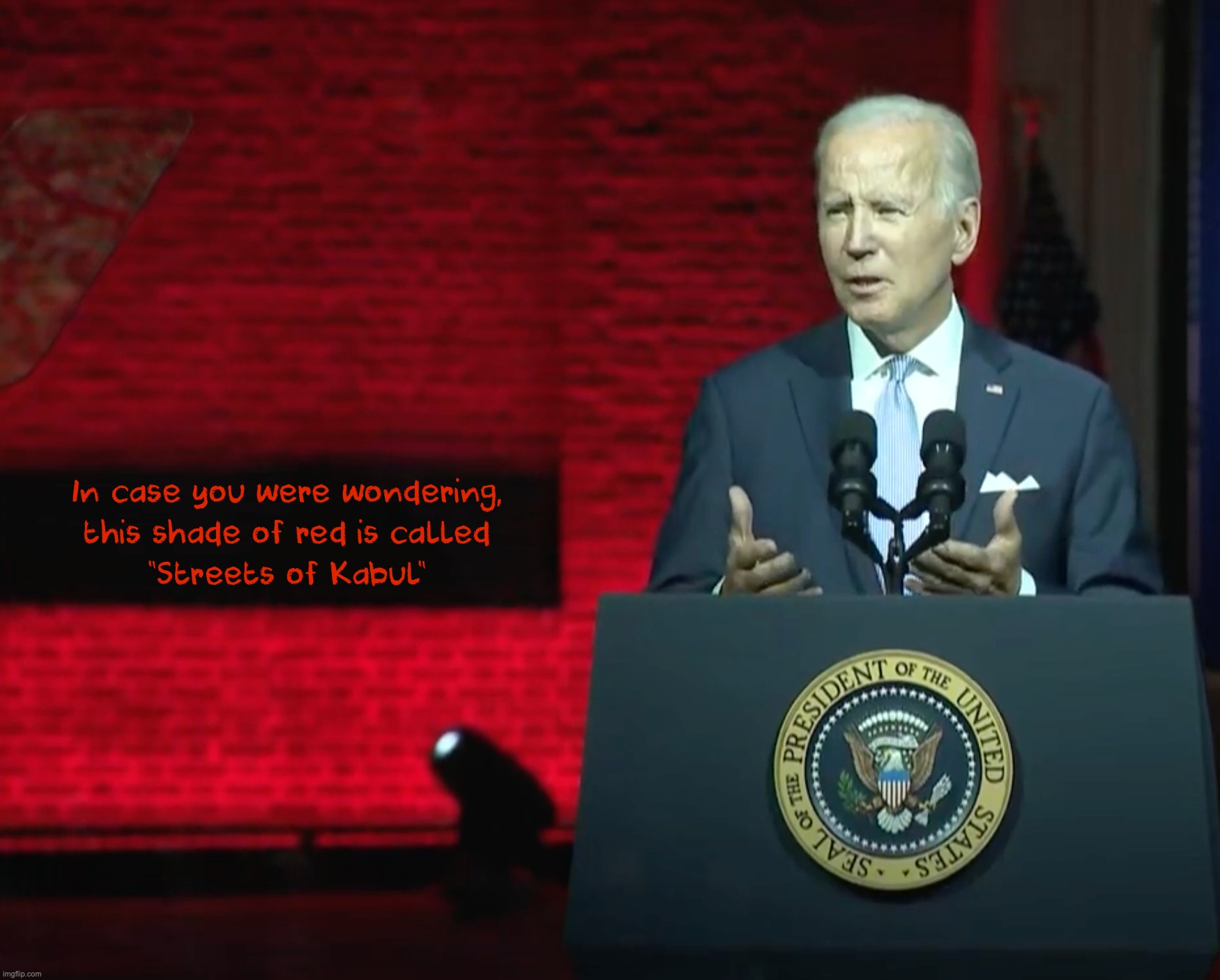 Blood Red - Ushering in the Impending Civil War | image tagged in divider-in-chief,incompetent biden | made w/ Imgflip meme maker