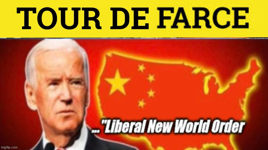 Biden, Tour de Farce | image tagged in biden,dictator,angry,naked emperor,democrats | made w/ Imgflip meme maker