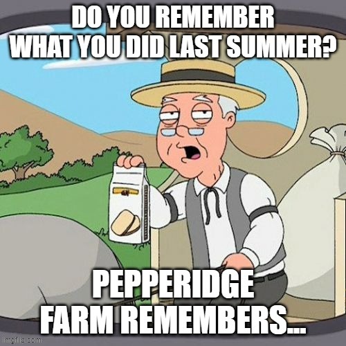 Pepperidge Farm Remembers What You Did Last Summer | image tagged in memes,pepperidge farm remembers,dark humor,funny,lol,humor | made w/ Imgflip meme maker