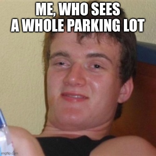 High/Drunk guy | ME, WHO SEES A WHOLE PARKING LOT | image tagged in high/drunk guy | made w/ Imgflip meme maker