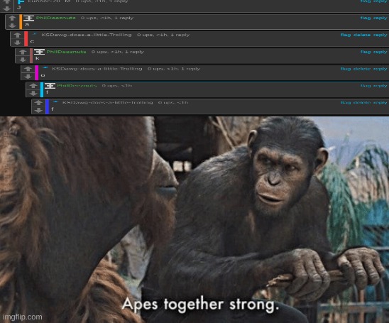 Apes together strong | image tagged in apes together strong | made w/ Imgflip meme maker