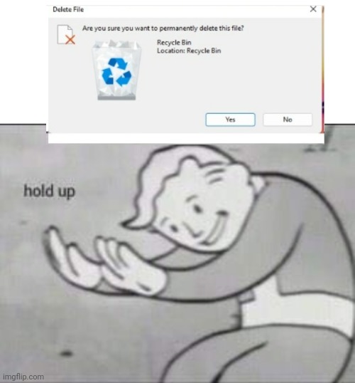 Hold up | image tagged in fallout hold up with space on the top | made w/ Imgflip meme maker