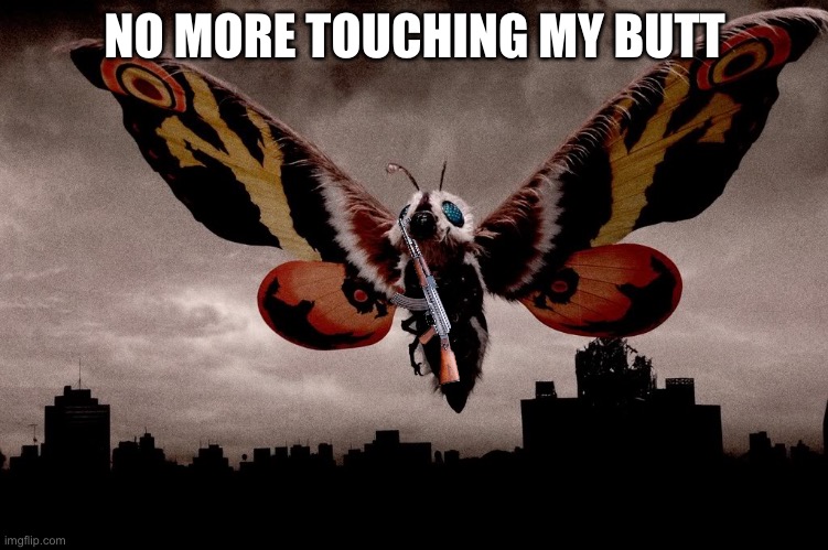 Mothra | NO MORE TOUCHING MY BUTT | image tagged in mothra | made w/ Imgflip meme maker