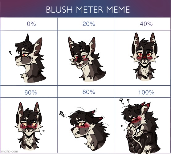 heheheh the last one | image tagged in blush meter | made w/ Imgflip meme maker
