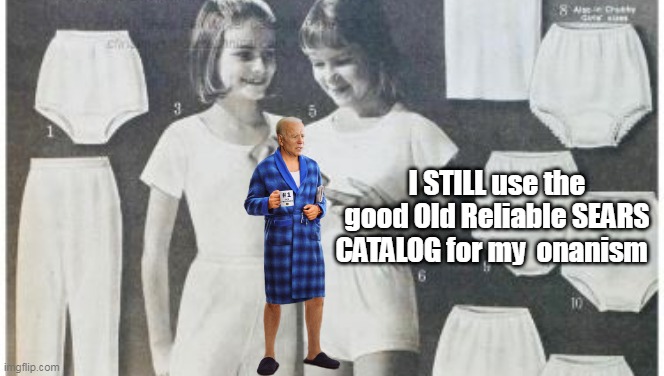 I STILL use the good Old Reliable SEARS CATALOG for my  onanism | made w/ Imgflip meme maker