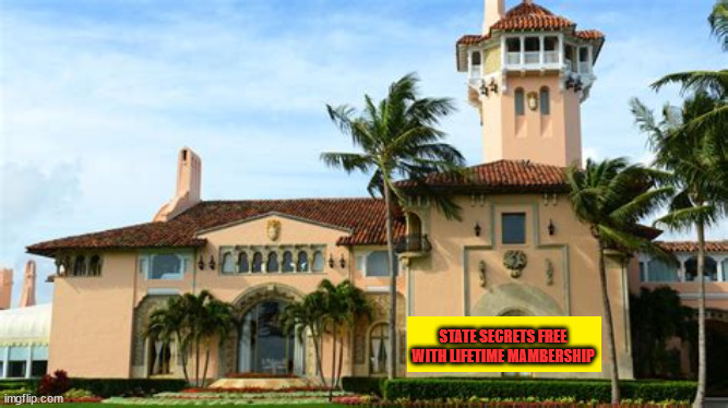 Free secrets | STATE SECRETS FREE
WITH LIFETIME MAMBERSHIP | image tagged in donald trump,mar-a-lago,trator,maga,archives | made w/ Imgflip meme maker