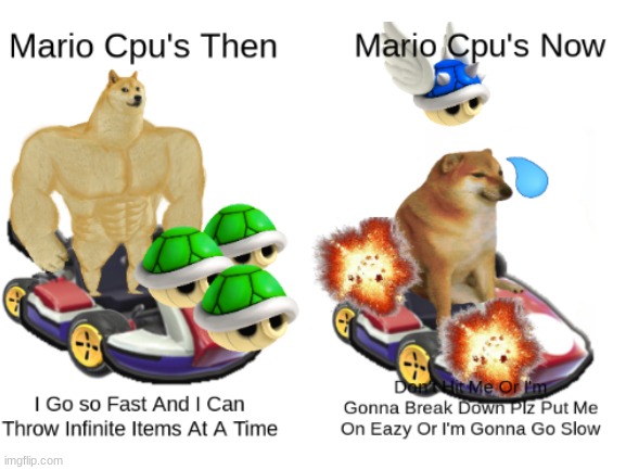 For Real ( Image Was made on Imgflip And i Did It) | image tagged in buff doge vs cheems,mario kart,cpu's | made w/ Imgflip meme maker