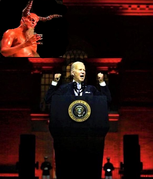 Biden doing the Devil's work Blank Meme Template