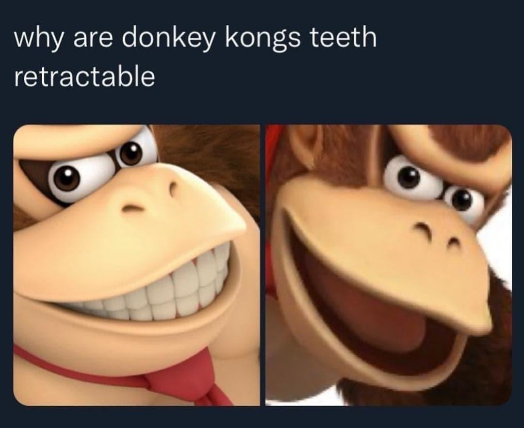 High Quality Donkey King retractable teeth Blank Meme Template