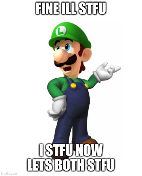 Logic Luigi | FINE ILL STFU I STFU NOW LETS BOTH STFU | image tagged in logic luigi | made w/ Imgflip meme maker