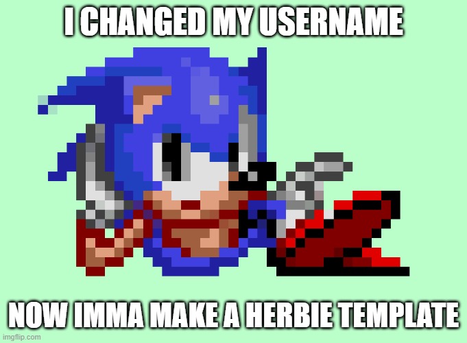 Sonic waiting | I CHANGED MY USERNAME; NOW IMMA MAKE A HERBIE TEMPLATE | image tagged in sonic waiting | made w/ Imgflip meme maker