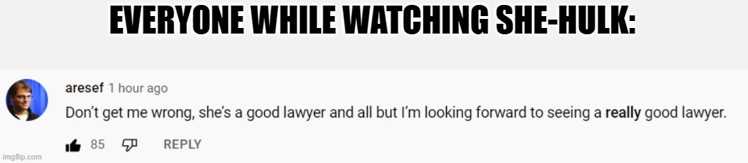 a really good lawyer | EVERYONE WHILE WATCHING SHE-HULK: | image tagged in daredevil,she hulk,lawyer | made w/ Imgflip meme maker