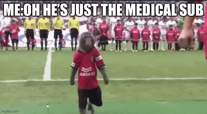 ME:OH HE’S JUST THE MEDICAL SUB | image tagged in sports | made w/ Imgflip meme maker