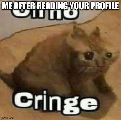 oH nO cRInGe | ME AFTER READING YOUR PROFILE | image tagged in oh no cringe | made w/ Imgflip meme maker