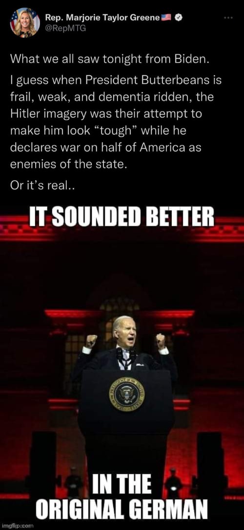 Brandon Dictator Speech MTG | image tagged in joe biden | made w/ Imgflip meme maker