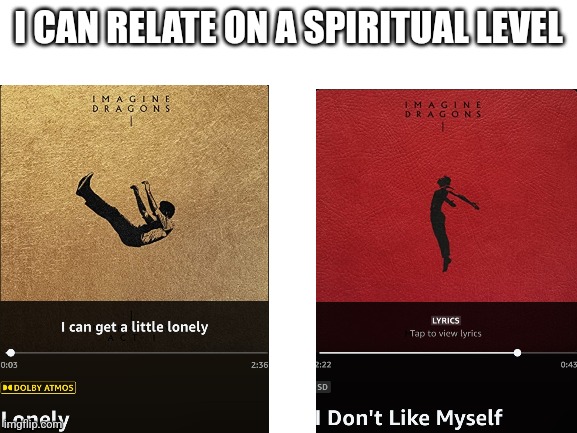When you relate to a song too much | I CAN RELATE ON A SPIRITUAL LEVEL | image tagged in blank white template | made w/ Imgflip meme maker