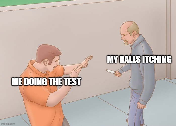 only 30 more mins to go, I can take this | MY BALLS ITCHING; ME DOING THE TEST | image tagged in wikihow defend against knife,balls,school meme | made w/ Imgflip meme maker