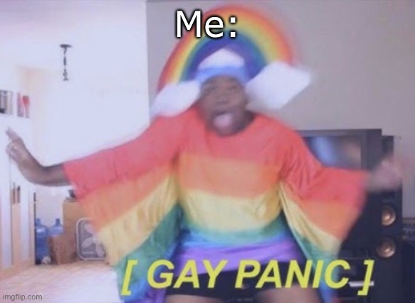 GAi | Me: | image tagged in rainbow gay panic | made w/ Imgflip meme maker