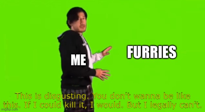 Markiplier this is disgusting | FURRIES; ME | image tagged in markiplier this is disgusting,anti furry | made w/ Imgflip meme maker