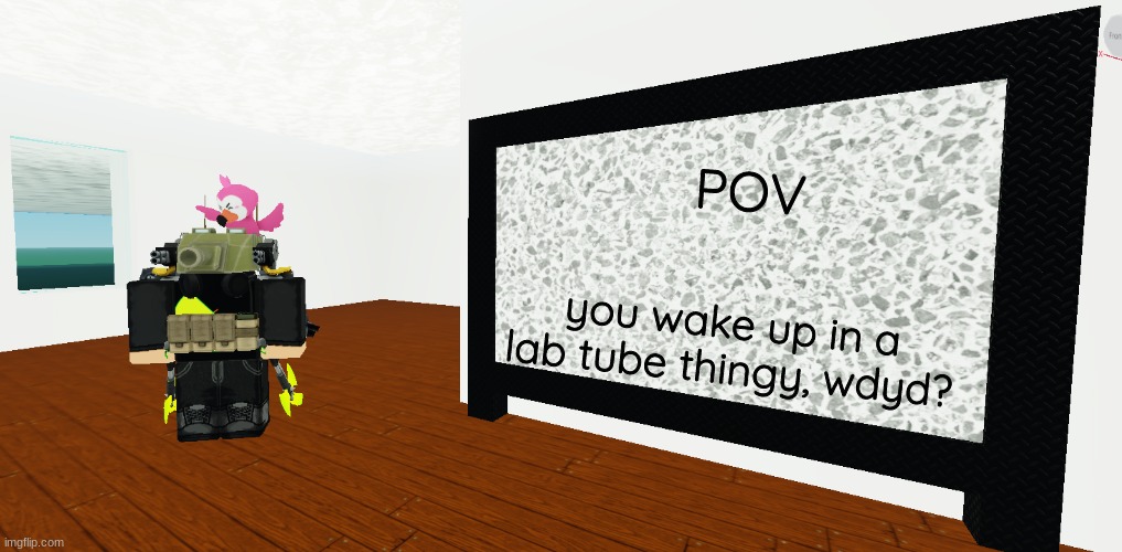 mrbreakchain's announce temp 3 | POV; you wake up in a lab tube thingy, wdyd? | image tagged in mrbreakchain's announce temp 3 | made w/ Imgflip meme maker