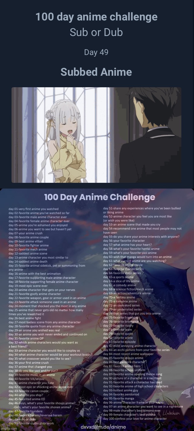 image tagged in 100 day anime challenge | made w/ Imgflip meme maker