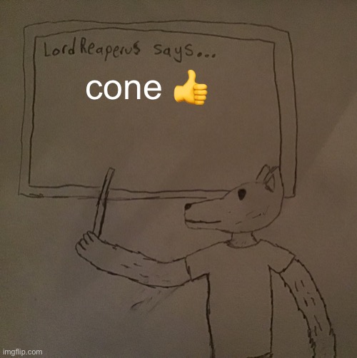 LordReaperus says | cone 👍 | image tagged in lordreaperus says | made w/ Imgflip meme maker