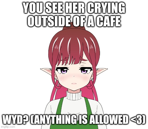 Her name is Echo) | YOU SEE HER CRYING OUTSIDE OF A CAFE; WYD? (ANYTHING IS ALLOWED <3) | image tagged in roleplaying | made w/ Imgflip meme maker