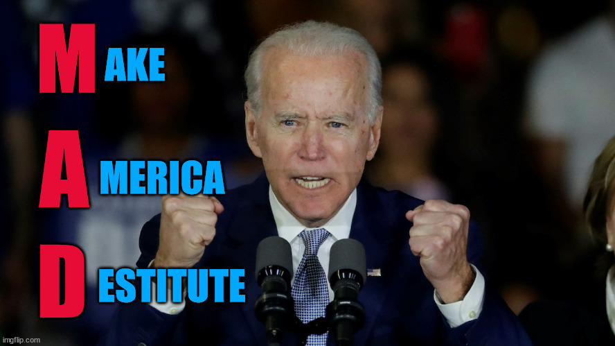 Angry Joe Biden | M; AKE; A; MERICA; D; ESTITUTE | image tagged in angry joe biden | made w/ Imgflip meme maker