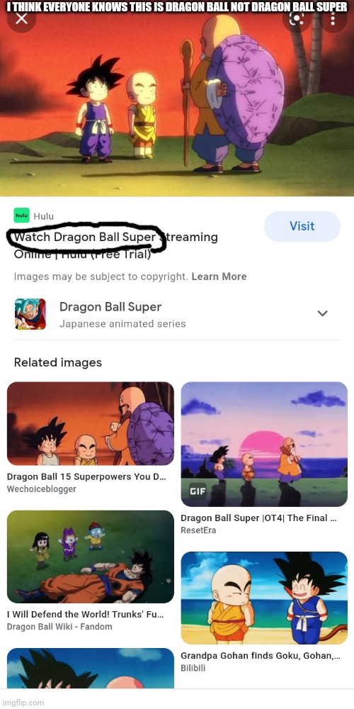 I THINK EVERYONE KNOWS THIS IS DRAGON BALL NOT DRAGON BALL SUPER | made w/ Imgflip meme maker