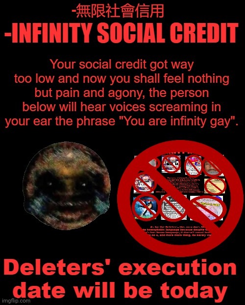 -Infinity Social Credit | image tagged in -infinity social credit | made w/ Imgflip meme maker