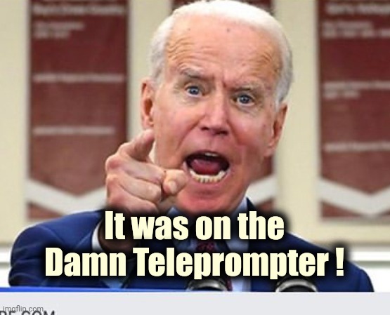 Joe Biden no malarkey | It was on the Damn Teleprompter ! | image tagged in joe biden no malarkey | made w/ Imgflip meme maker