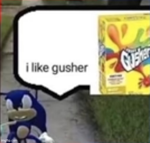 sonic i like gusher | image tagged in sonic i like gusher | made w/ Imgflip meme maker