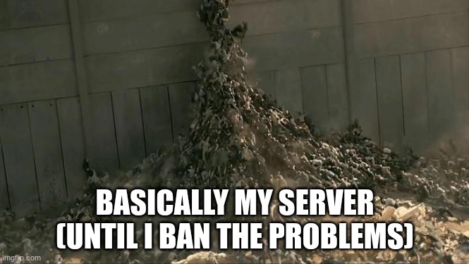 World War Z Meme | BASICALLY MY SERVER
(UNTIL I BAN THE PROBLEMS) | image tagged in world war z meme | made w/ Imgflip meme maker