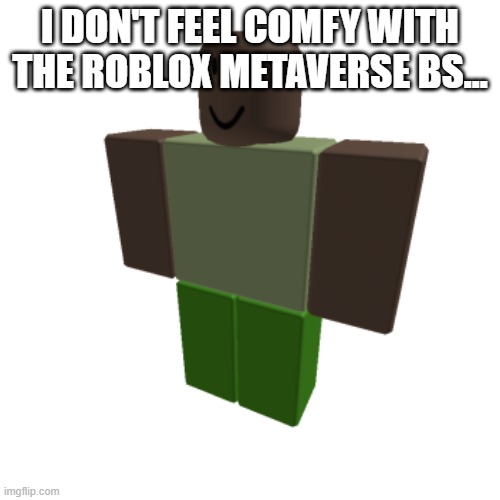 Roblox oc | I DON'T FEEL COMFY WITH THE ROBLOX METAVERSE BS... | image tagged in roblox oc | made w/ Imgflip meme maker