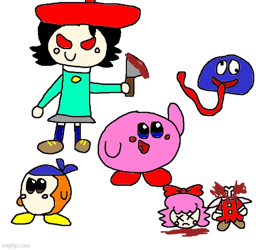 Kirby parody artwork | image tagged in kirby,gore,blood,funny,cute,parody | made w/ Imgflip meme maker