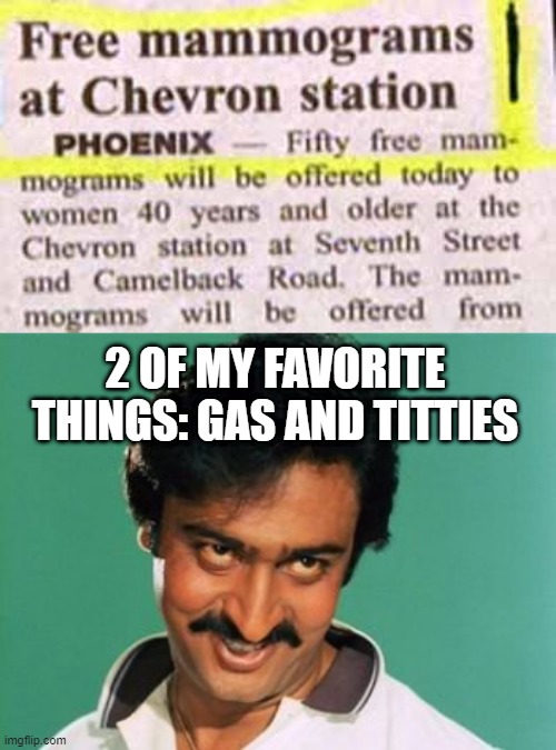 Check At the Pump | 2 OF MY FAVORITE THINGS: GAS AND TITTIES | image tagged in pervert look | made w/ Imgflip meme maker