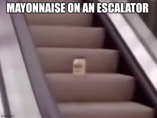 Mayonnaise On An Escalator | MAYONNAISE ON AN ESCALATOR | image tagged in mayonnaise on an escalator | made w/ Imgflip meme maker