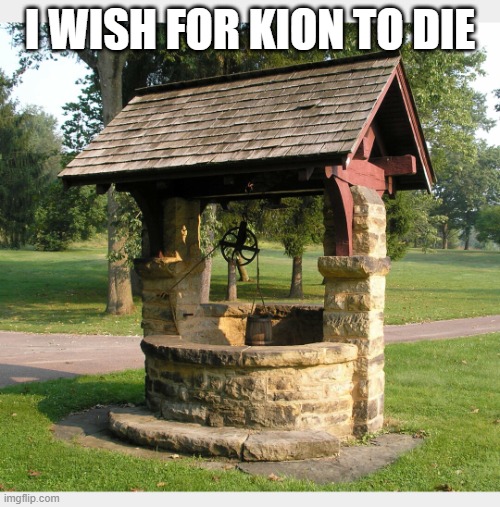 Wishing well | I WISH FOR KION TO DIE | image tagged in wishing well,memes,president_joe_biden | made w/ Imgflip meme maker