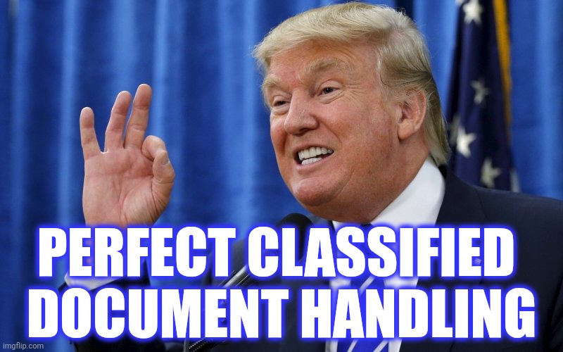 Trump OK | PERFECT CLASSIFIED 
DOCUMENT HANDLING | image tagged in trump ok | made w/ Imgflip meme maker