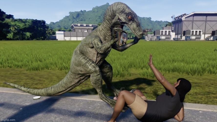 Velociraptor about to eat someone | image tagged in velociraptor about to eat someone | made w/ Imgflip meme maker