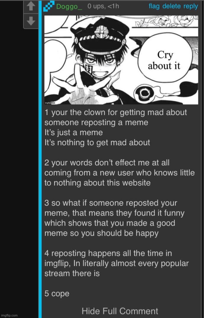 Having a mild argument with a new user | made w/ Imgflip meme maker