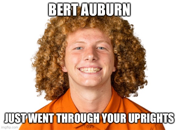 BERT AUBURN; JUST WENT THROUGH YOUR UPRIGHTS | made w/ Imgflip meme maker