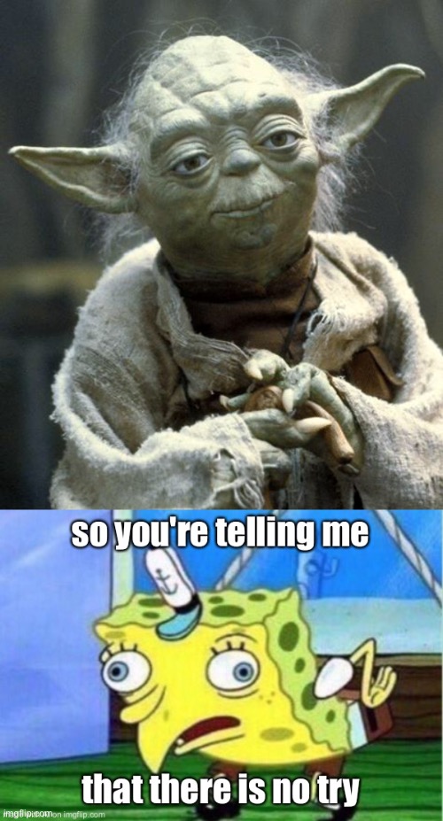 There is no try | image tagged in yoda,trying,no try | made w/ Imgflip meme maker