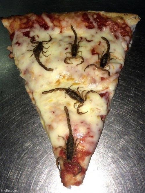 scorpion pizza | image tagged in cursed | made w/ Imgflip meme maker