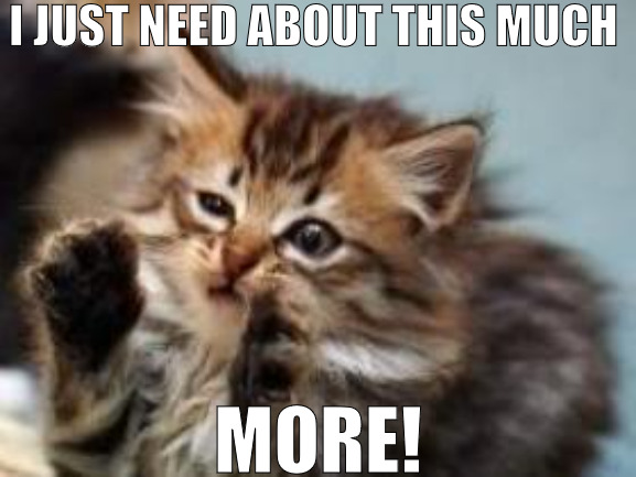 IM JUST ABOUT FINISHED! | I JUST NEED ABOUT THIS MUCH; MORE! | image tagged in alien cat,meme | made w/ Imgflip meme maker