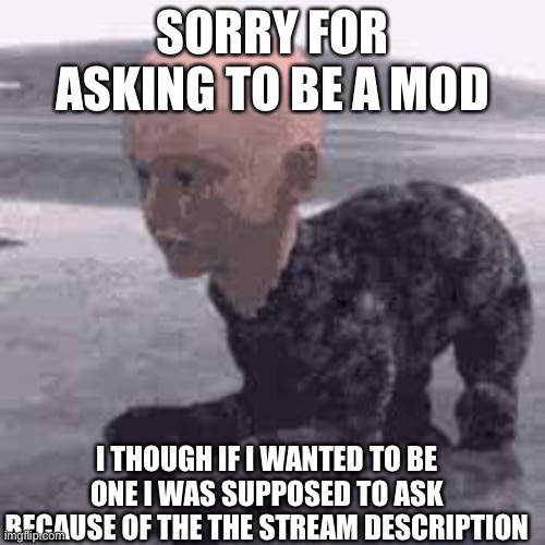 SORRY FOR ASKING TO BE A MOD; I THOUGH IF I WANTED TO BE ONE I WAS SUPPOSED TO ASK BECAUSE OF THE THE STREAM DESCRIPTION | made w/ Imgflip meme maker