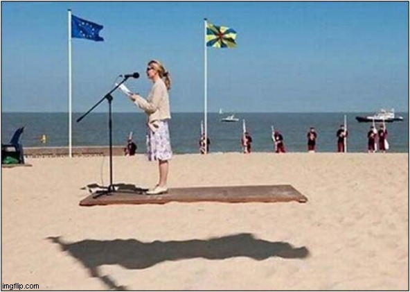 How Is She Hovering Over The Beach ? | image tagged in beach,hover,optical illusion,shadow | made w/ Imgflip meme maker