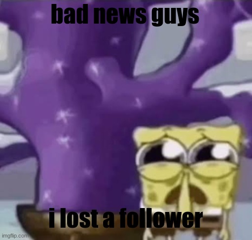 :( | bad news guys; i lost a follower | made w/ Imgflip meme maker