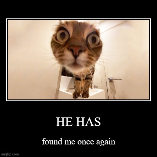he has found me | image tagged in funny,demotivationals | made w/ Imgflip demotivational maker