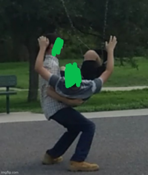 my cousin trying to push my sister's bf on a baby swing :skull: | made w/ Imgflip meme maker